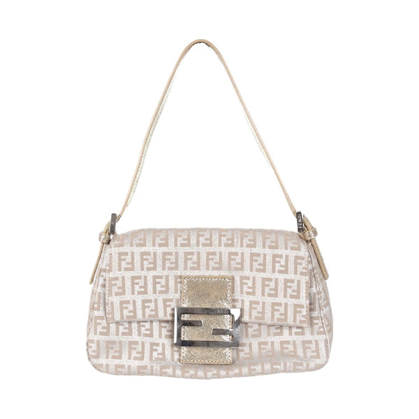 Fendi Beige Shimmer Mini Baguette - Handbags