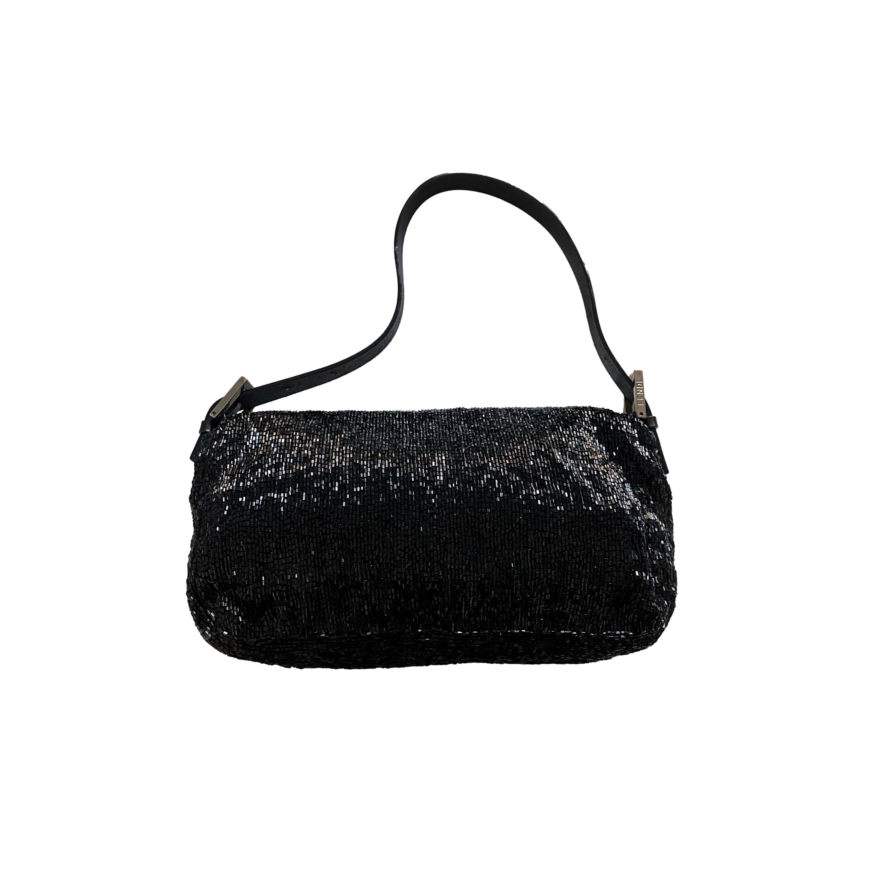 Vintage Fendi Black Beaded Baguette Shoulder Bag – Treasures of NYC