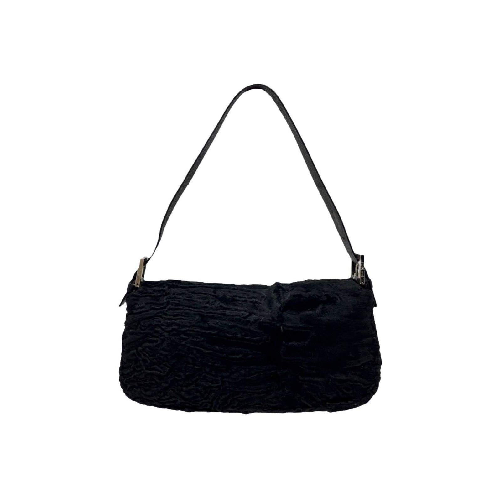 Fendi Black Fur Baguette Bag - Handbags