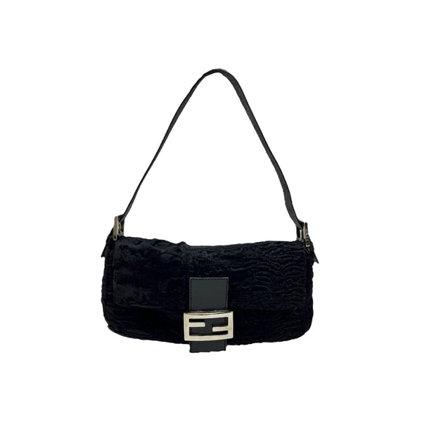 Fendi Black Fur Baguette Bag - Handbags