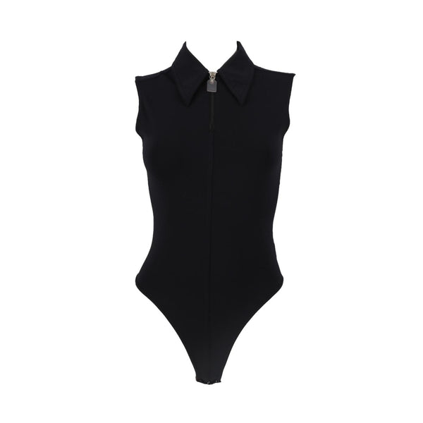 Fendi Black Collared Bodysuit - Apparel