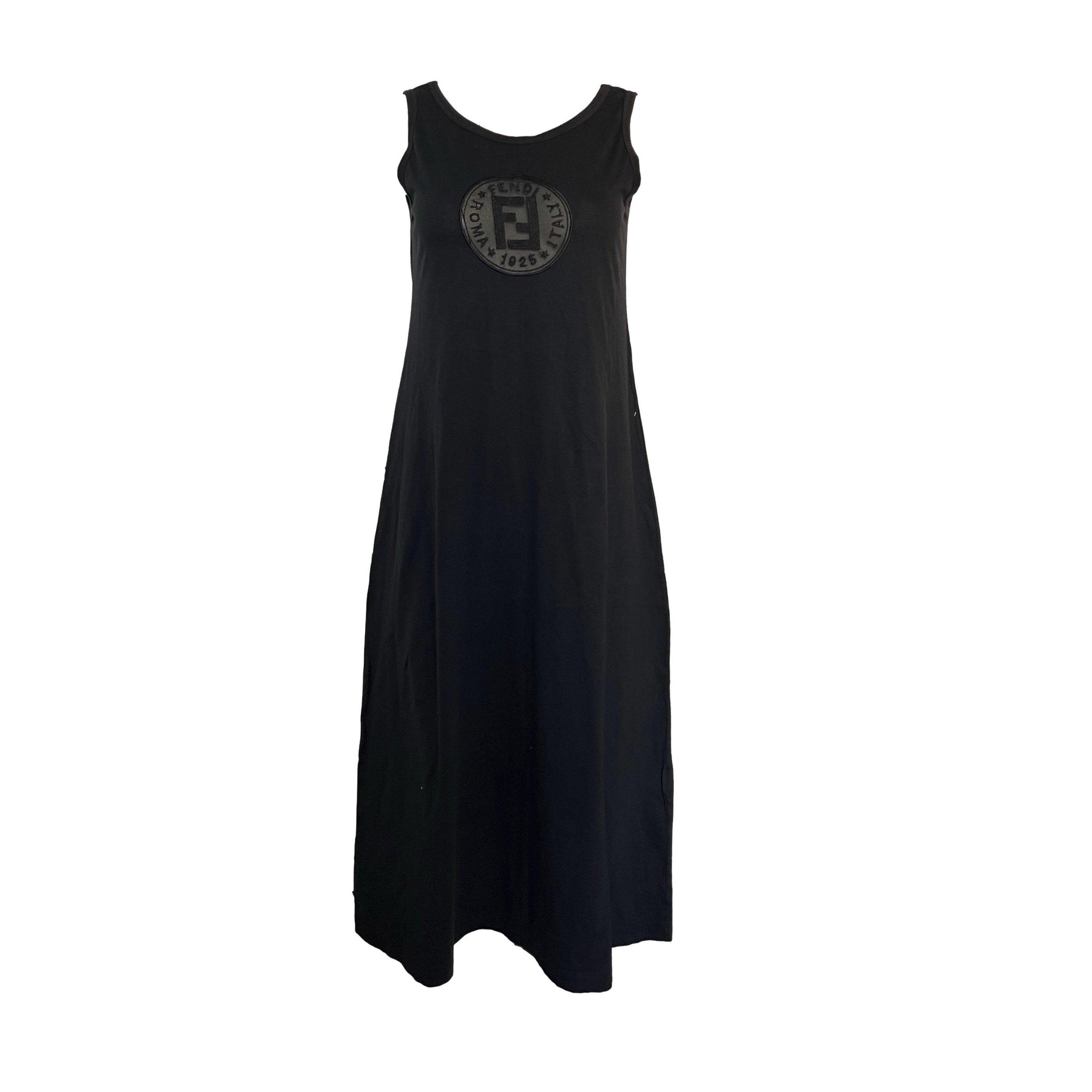 Fendi Black Logo Maxi Dress - Apparel