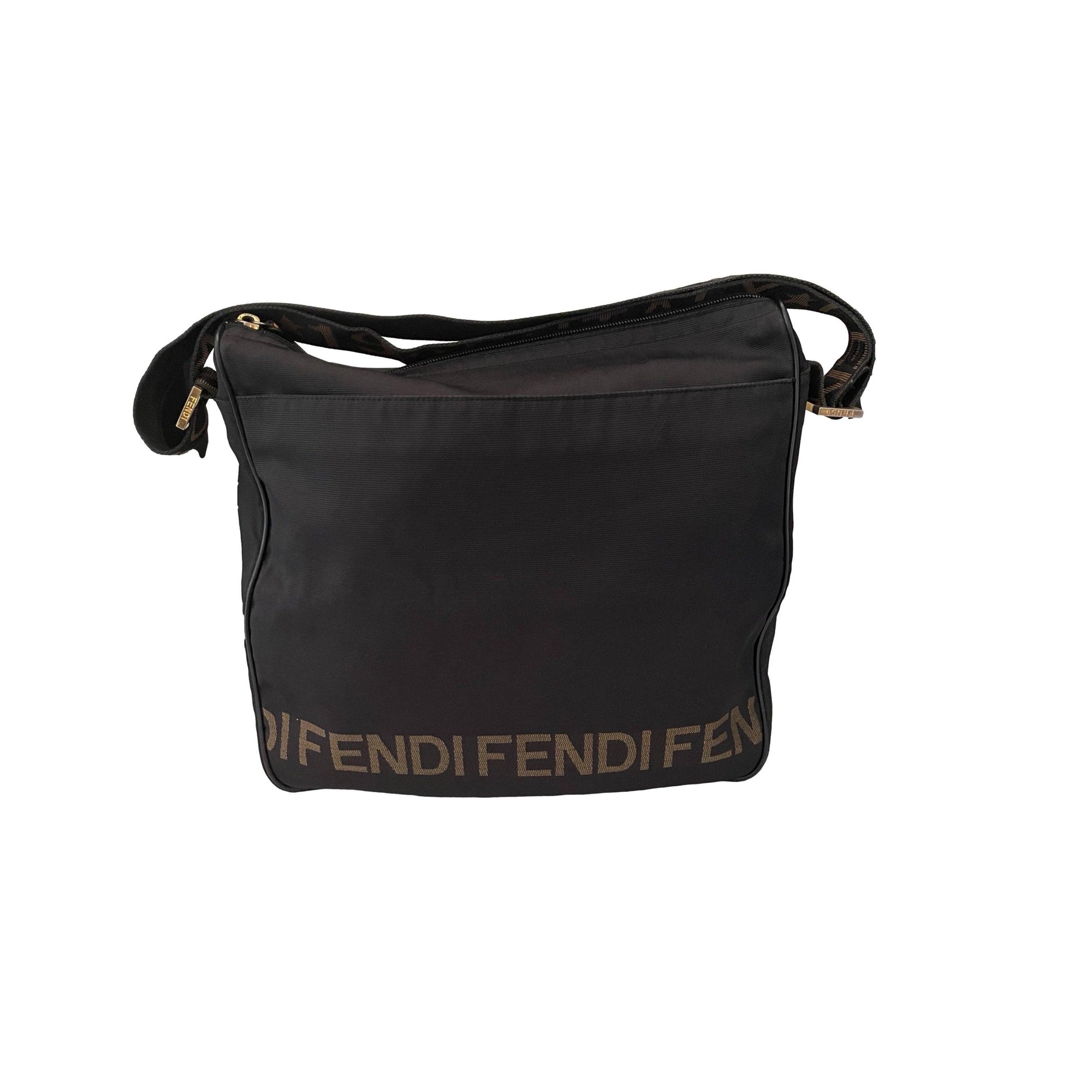 Fendi Black Logo Messenger Bag - Handbags