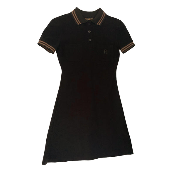 Fendi Black Logo Ringer Polo Dress