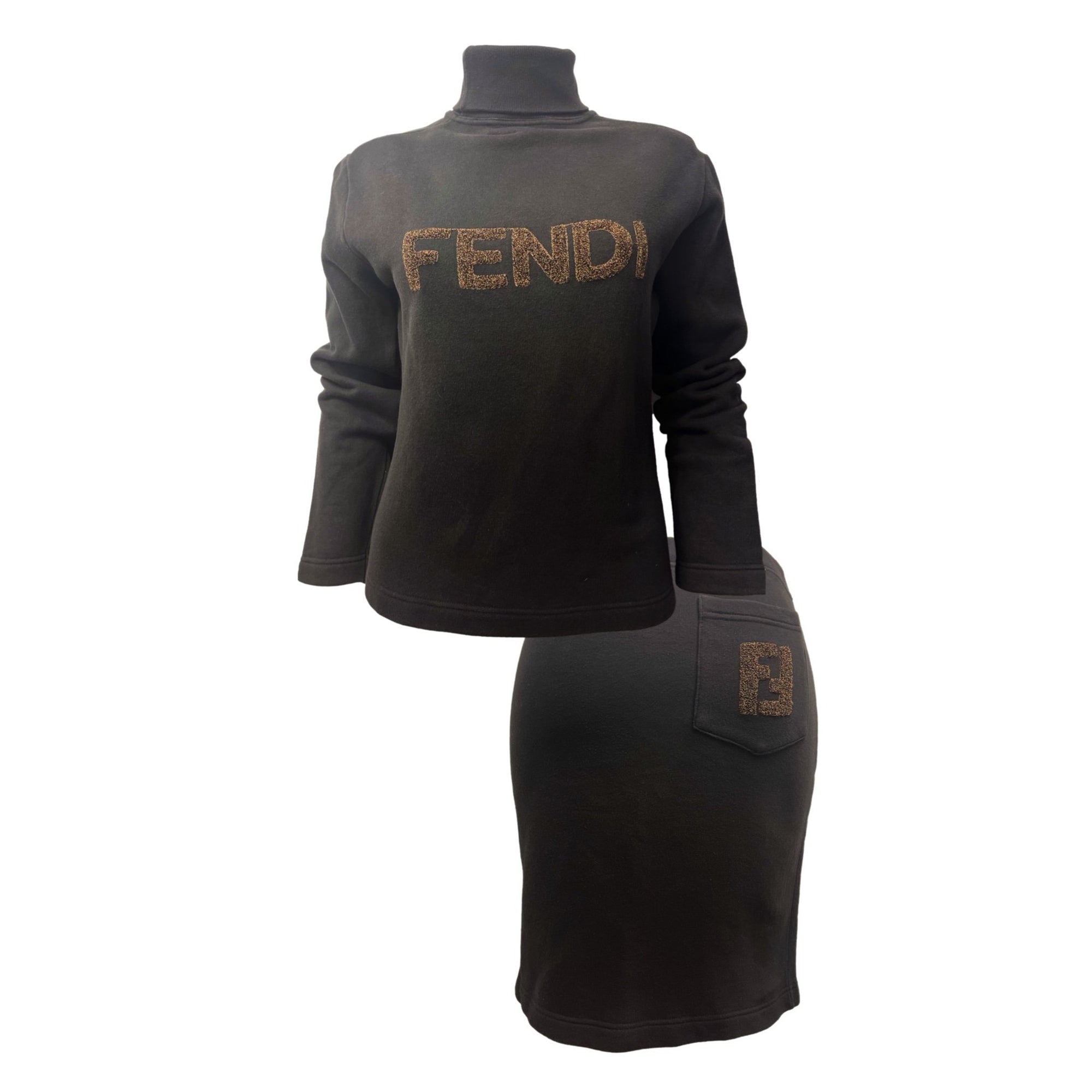 Fendi Black Logo Sweatshirt Set - Apparel