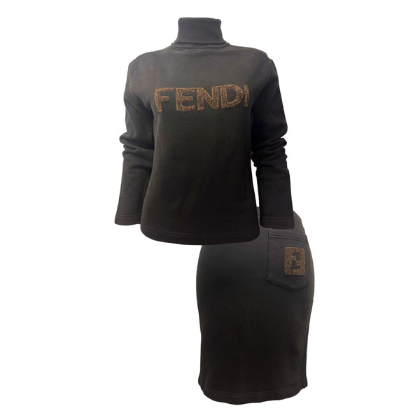 Fendi Black Logo Sweatshirt Set