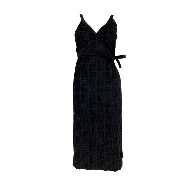Fendi Black Logo Terrycloth Dress - Apparel