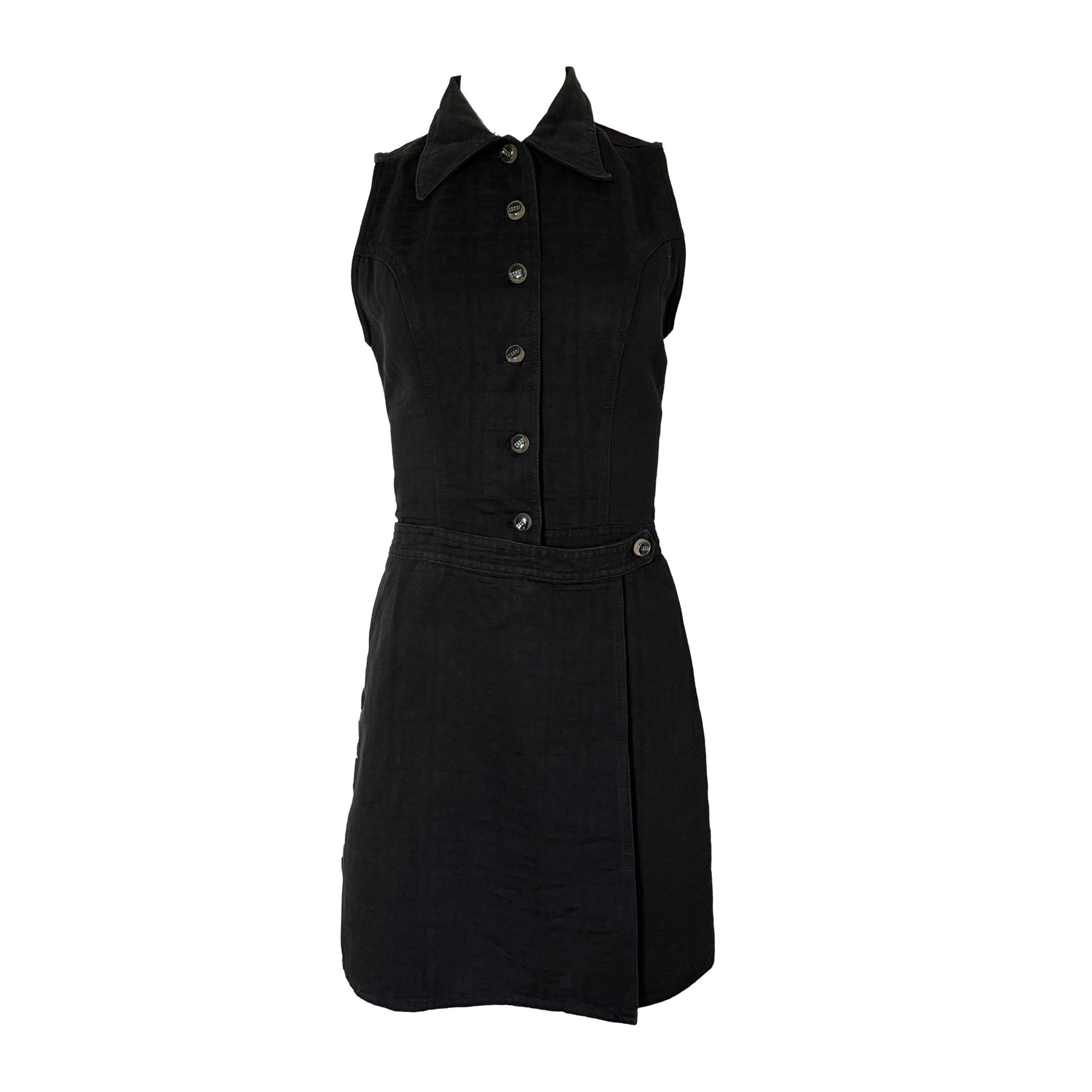 Fendi Black Monogram Button Dress - Apparel