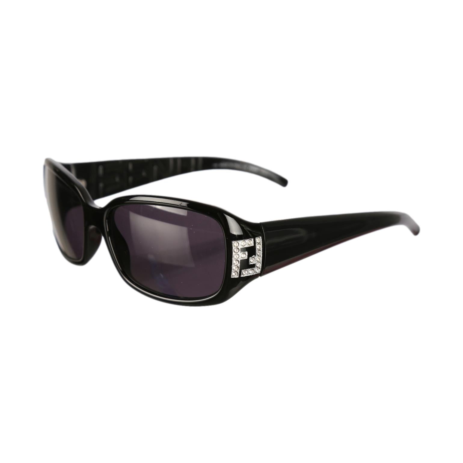 Fendi Black Rhinestone Shield Sunglasses - Sunglasses