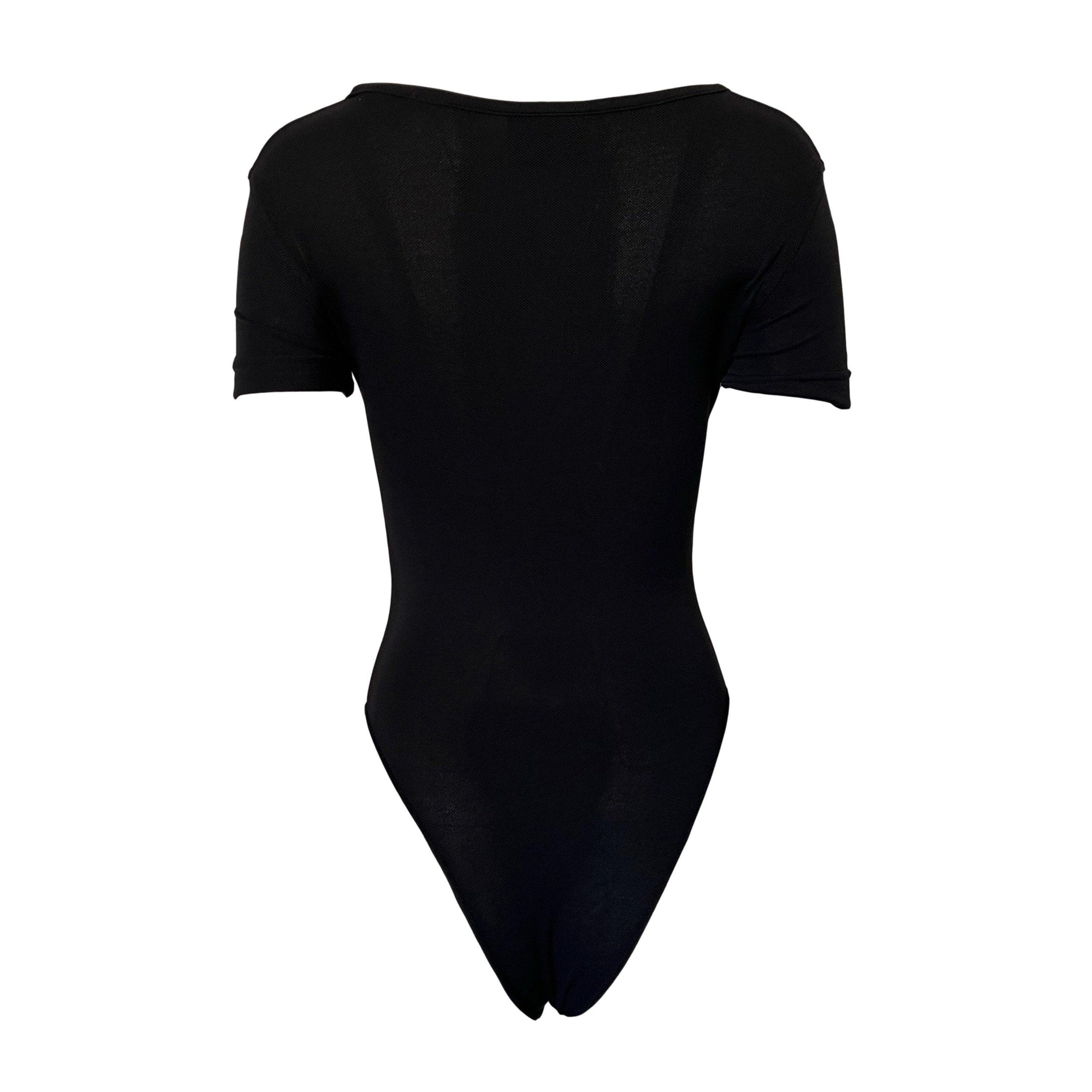 Fendi Black Short Sleeve Logo Bodysuit - Apparel