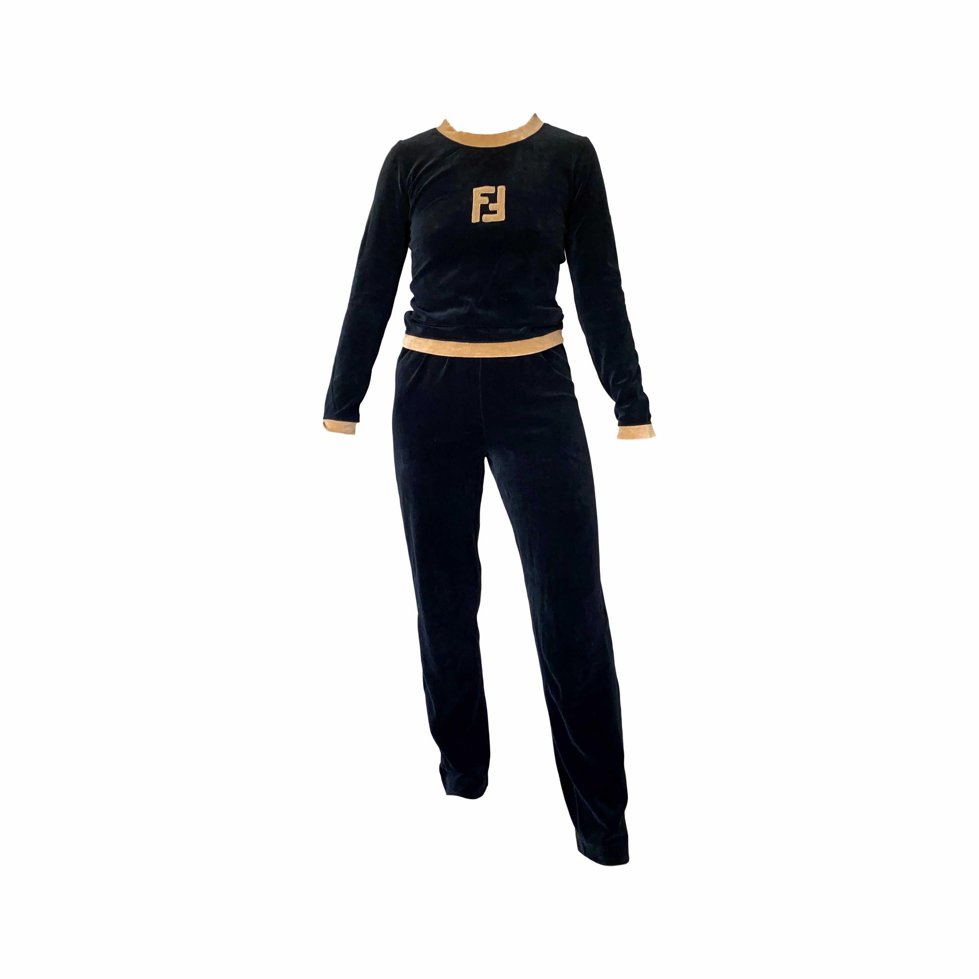 Fendi Black Velour Sweatsuit - Apparel