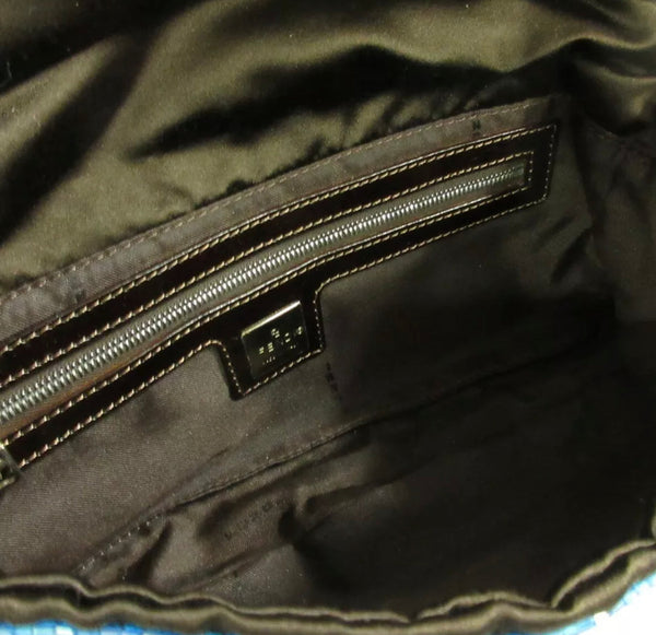 Fendi Blue Beaded Baguette Bag - Handbags