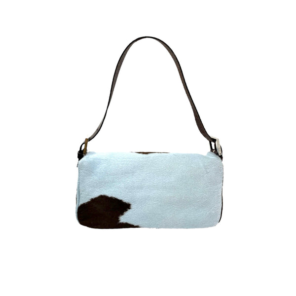 Fendi Blue Cow Print Baguette - Handbags