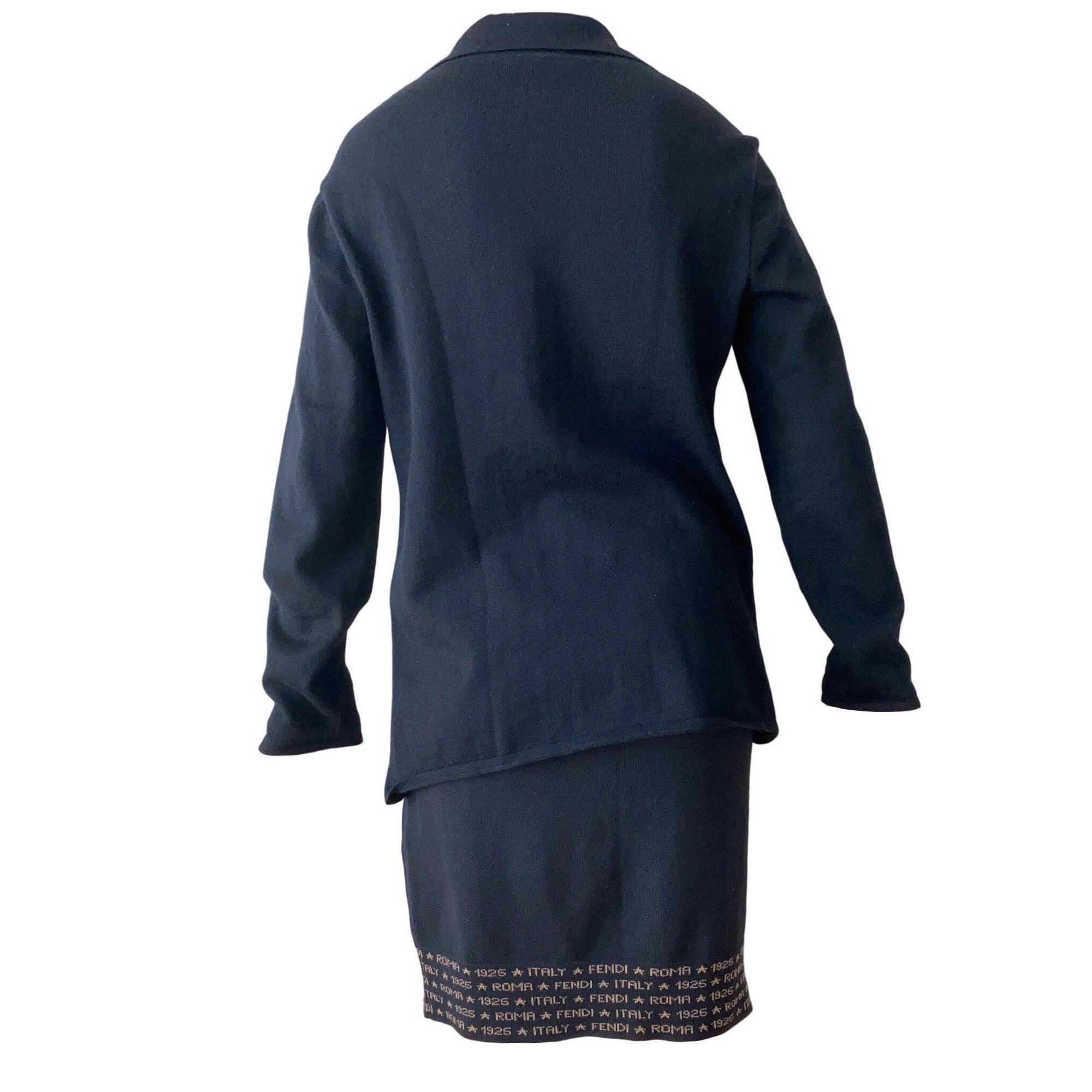 Fendi Blue Knit Logo Skirt Set - Apparel
