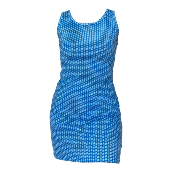 Fendi Blue Logo Stretch Dress