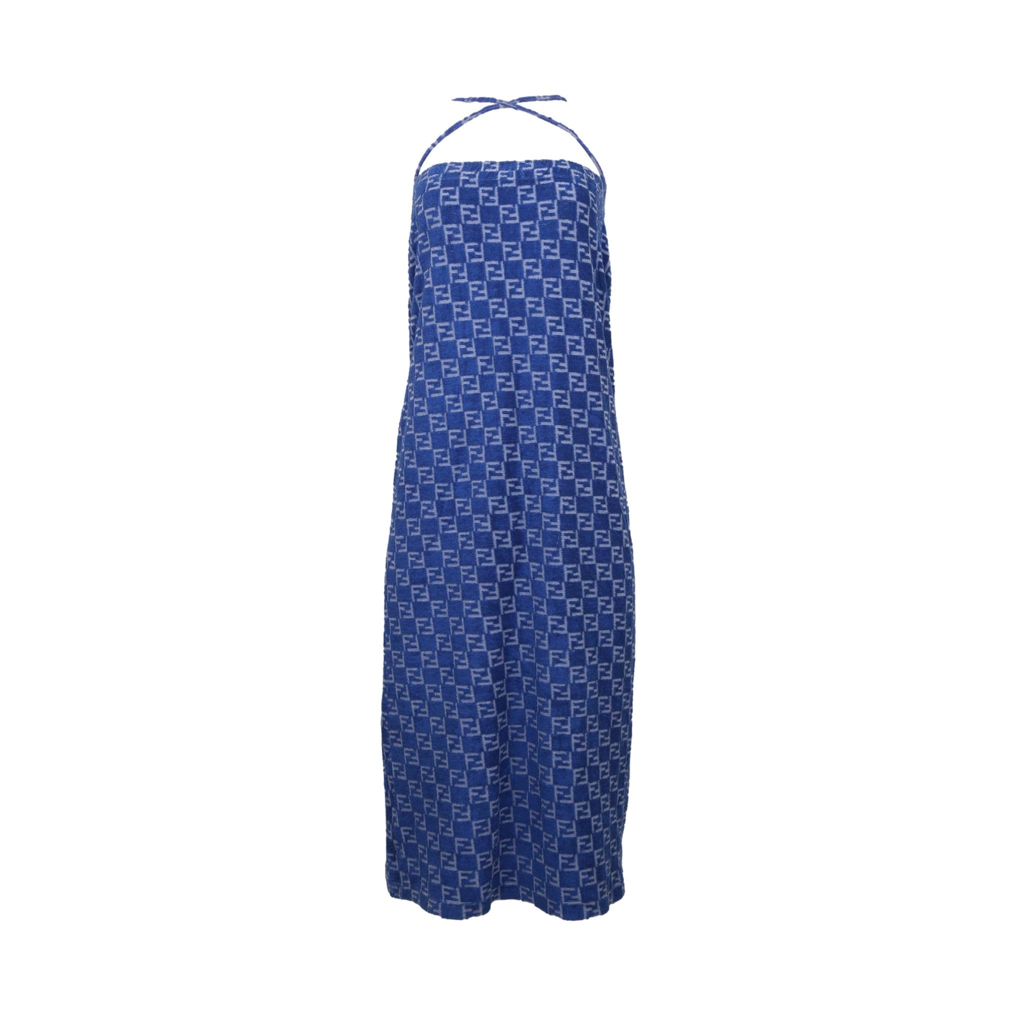 Fendi Blue Terry Cloth Logo Dress - Apparel