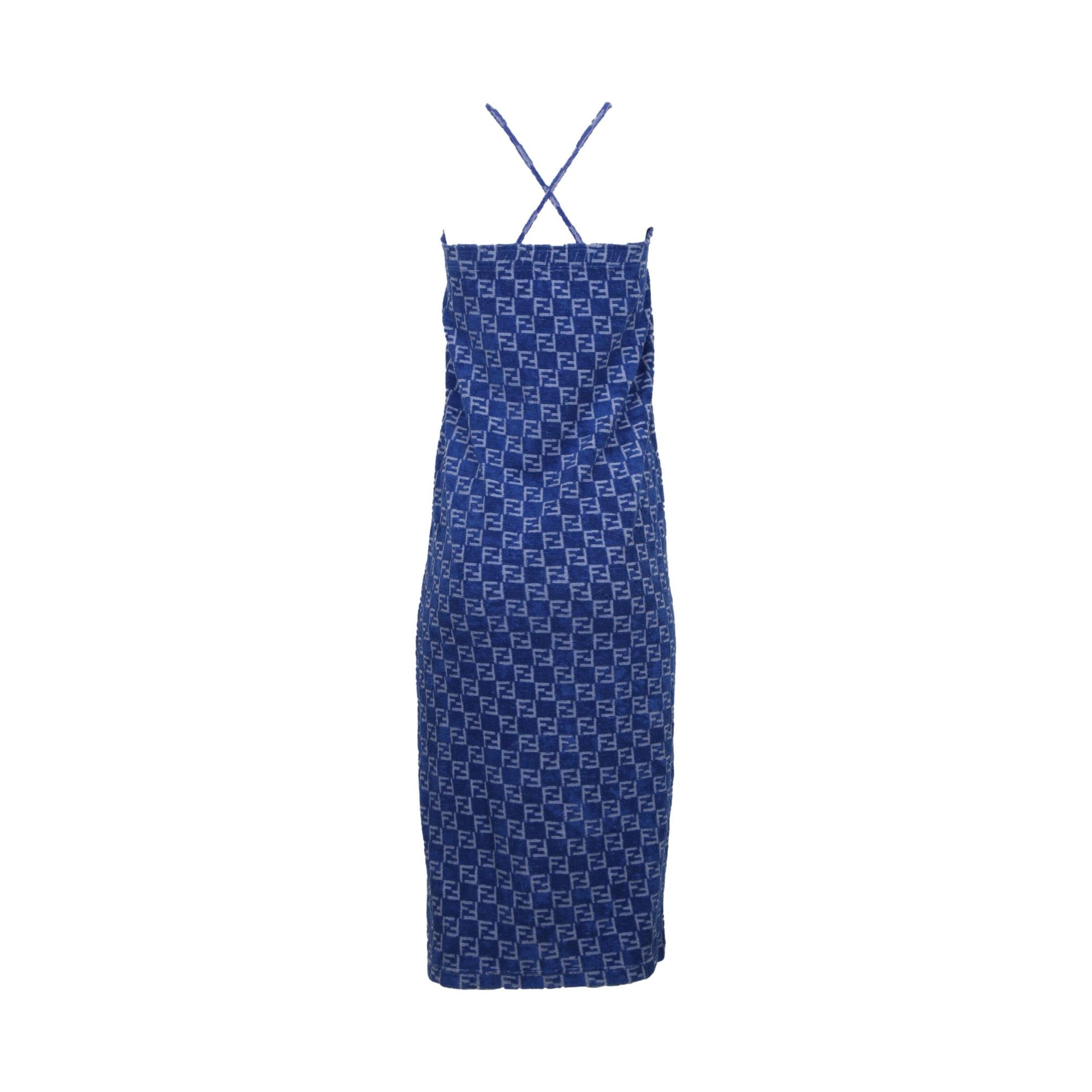 Treasures of NYC - Fendi Blue Terry Cloth Logo Dress Treasures of NYC - Fendi Blue Terry Cloth Logo Dress