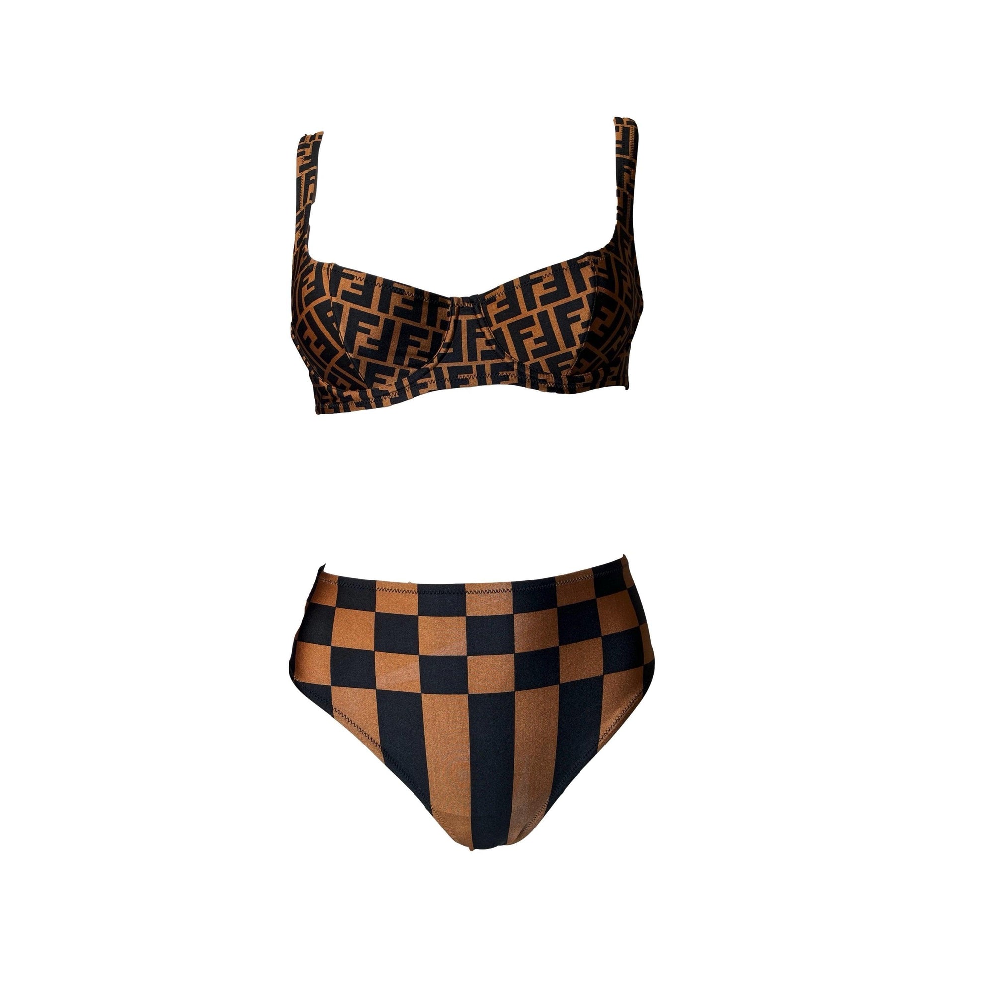 Fendi Bronze Monogram High Waisted Bikini - Swimwear