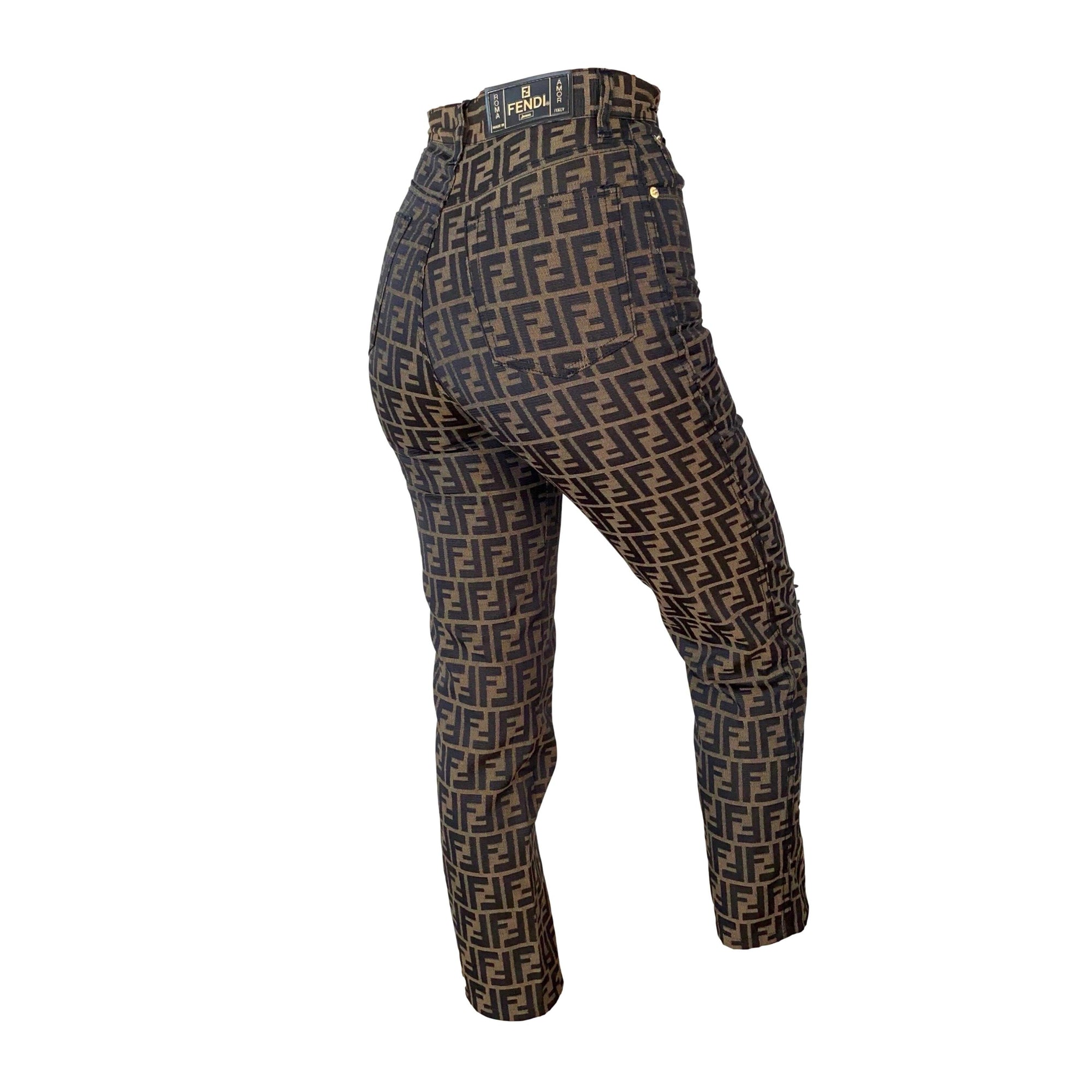 Fendi Brown Classic Logo Pants - Apparel