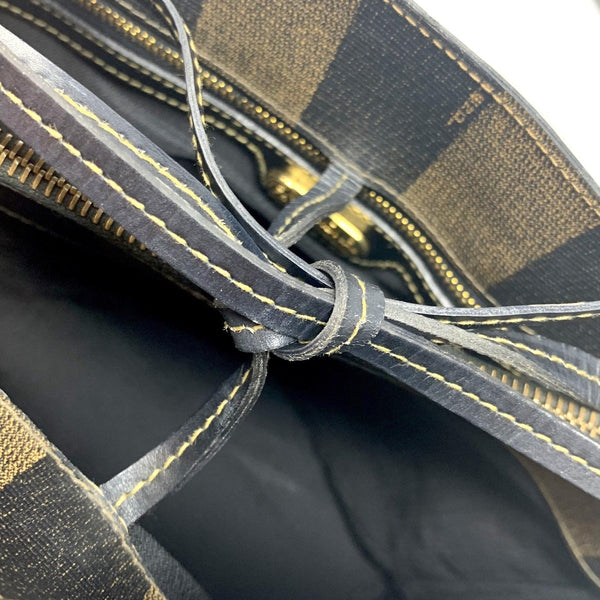 Fendi Brown Classic Stripe Logo Top Handle - Handbags