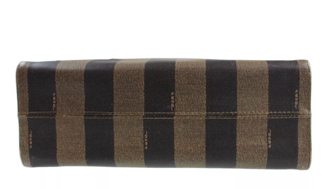 Fendi Brown Large Logo Stripe Leather Tote - Handbags