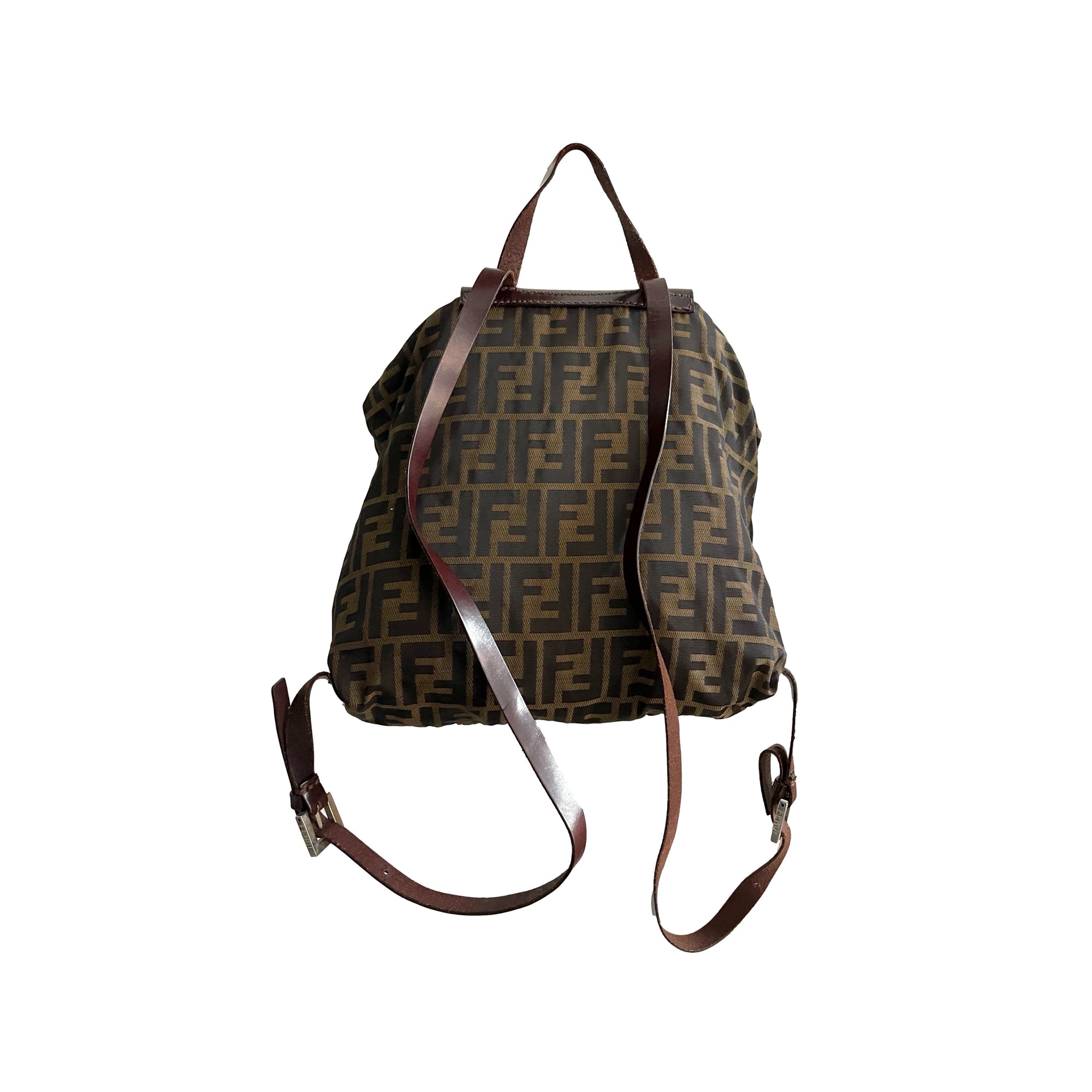 Fendi Brown Logo Backpack - Handbags