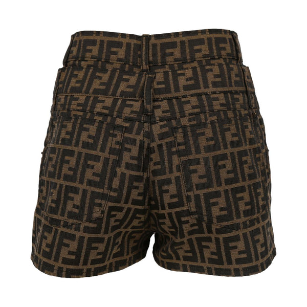 Fendi Brown Logo Double Button Shorts - Apparel