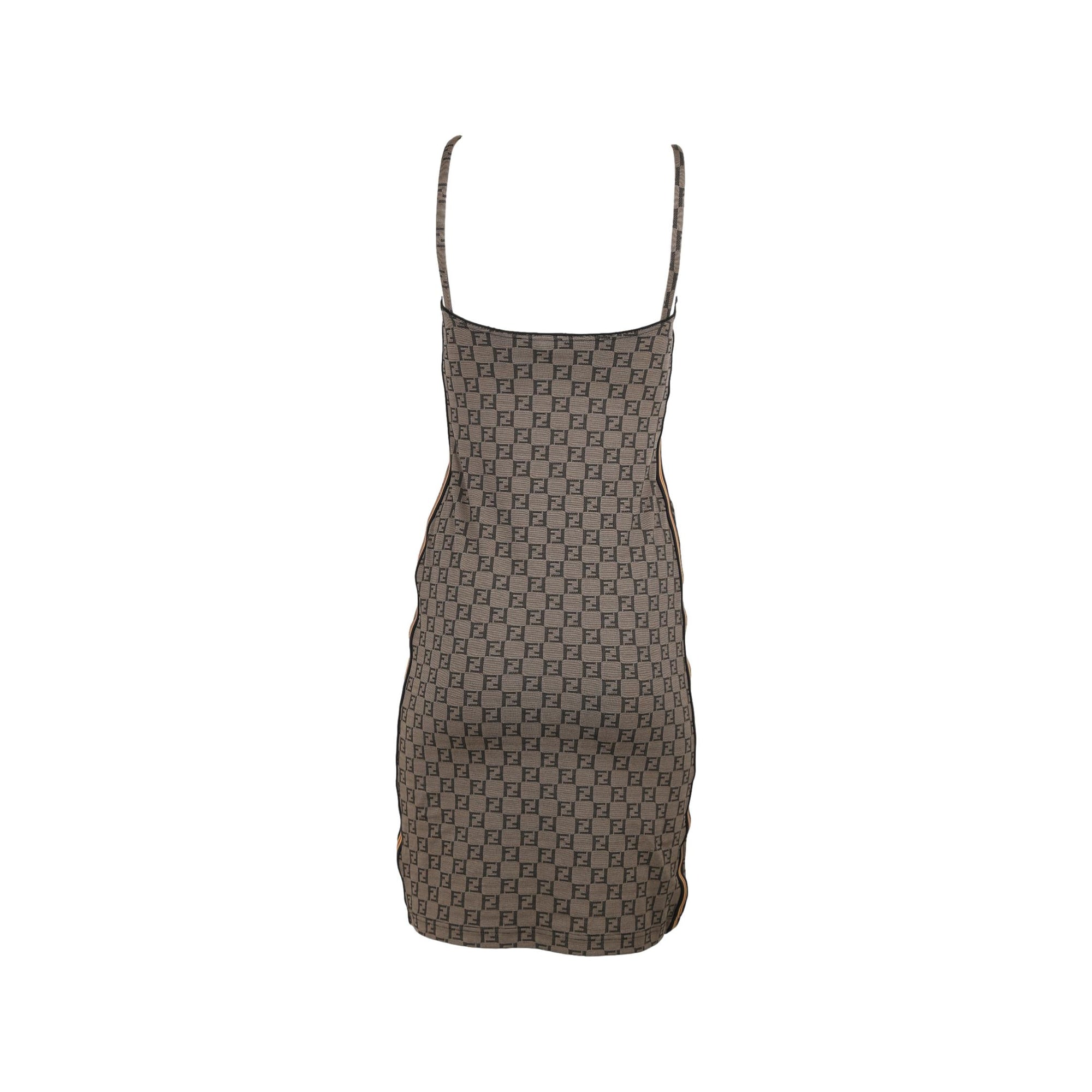 fendi short dress FF Logo Print Mini Dress White and Black