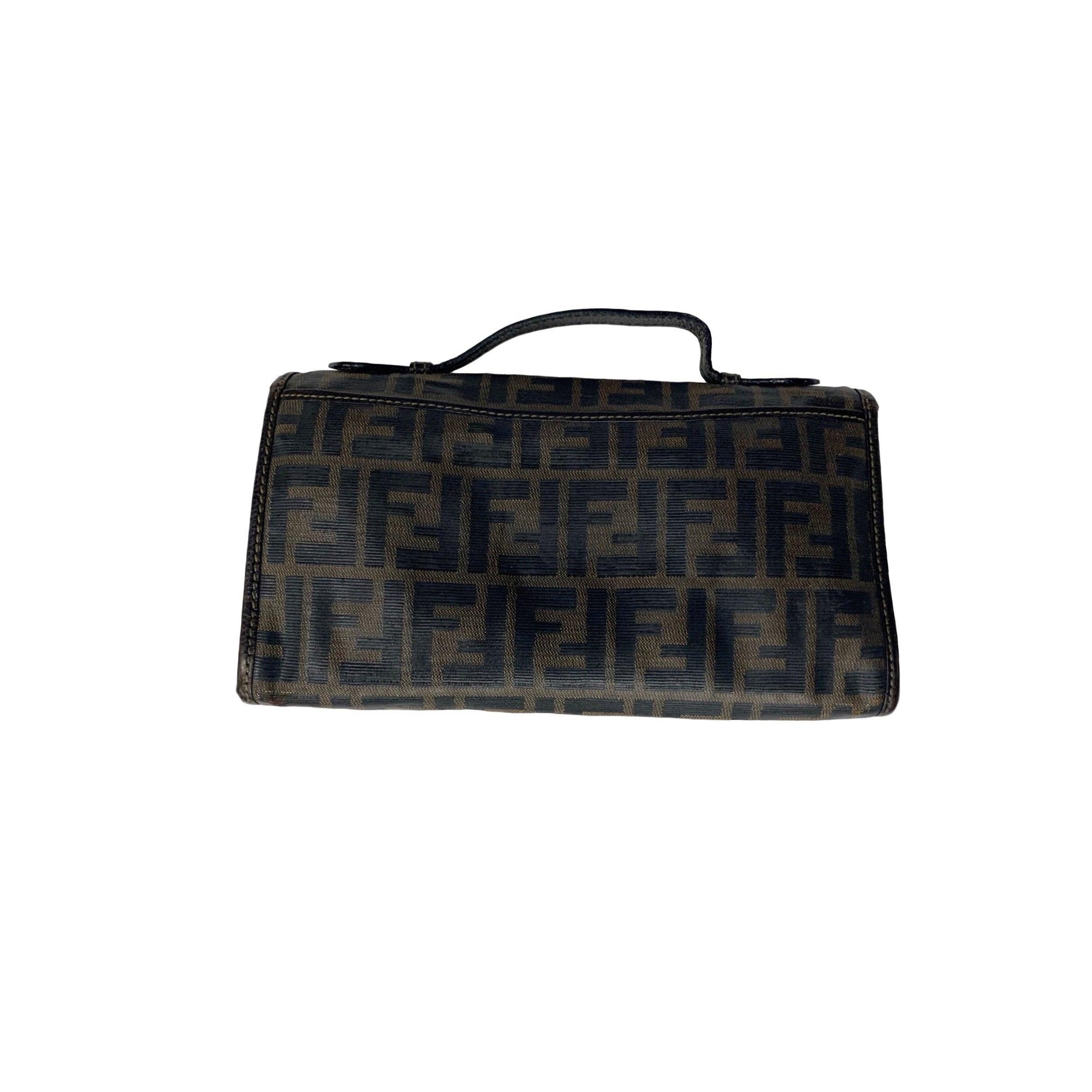 Fendi Brown Logo Small Top Handle - Handbags
