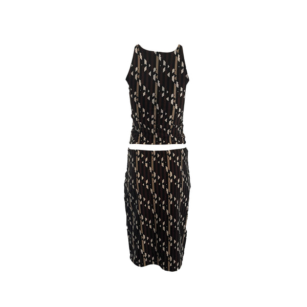 Fendi Brown Print Stretch Skirt Set - Apparel