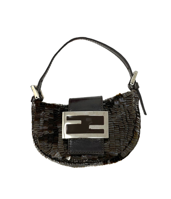 Fendi Brown Sequin Croissant Bag - Handbags