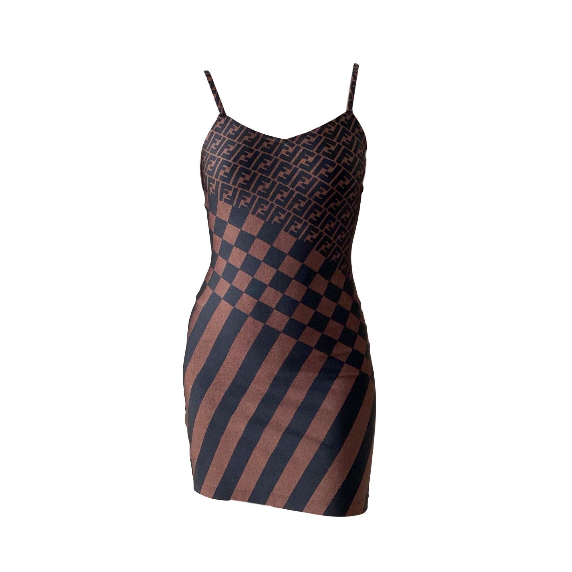 fendi logo bodycon dress Fendi Logo-Jacquard Metallic Knitted Mini Dress - Gold