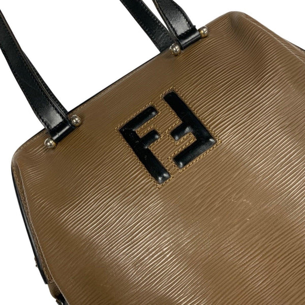 Fendi Brown Textured Leather Shoulder Bag - Handbags