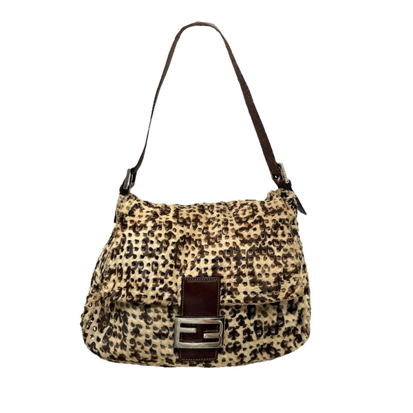 Fendi Cheetah Logo Baguette Bag - Handbags