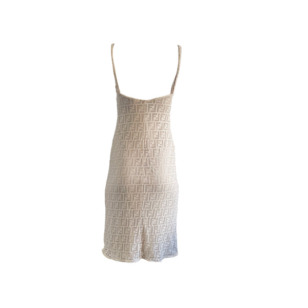 Fendi Cream Monogram Sheer Dress - Apparel