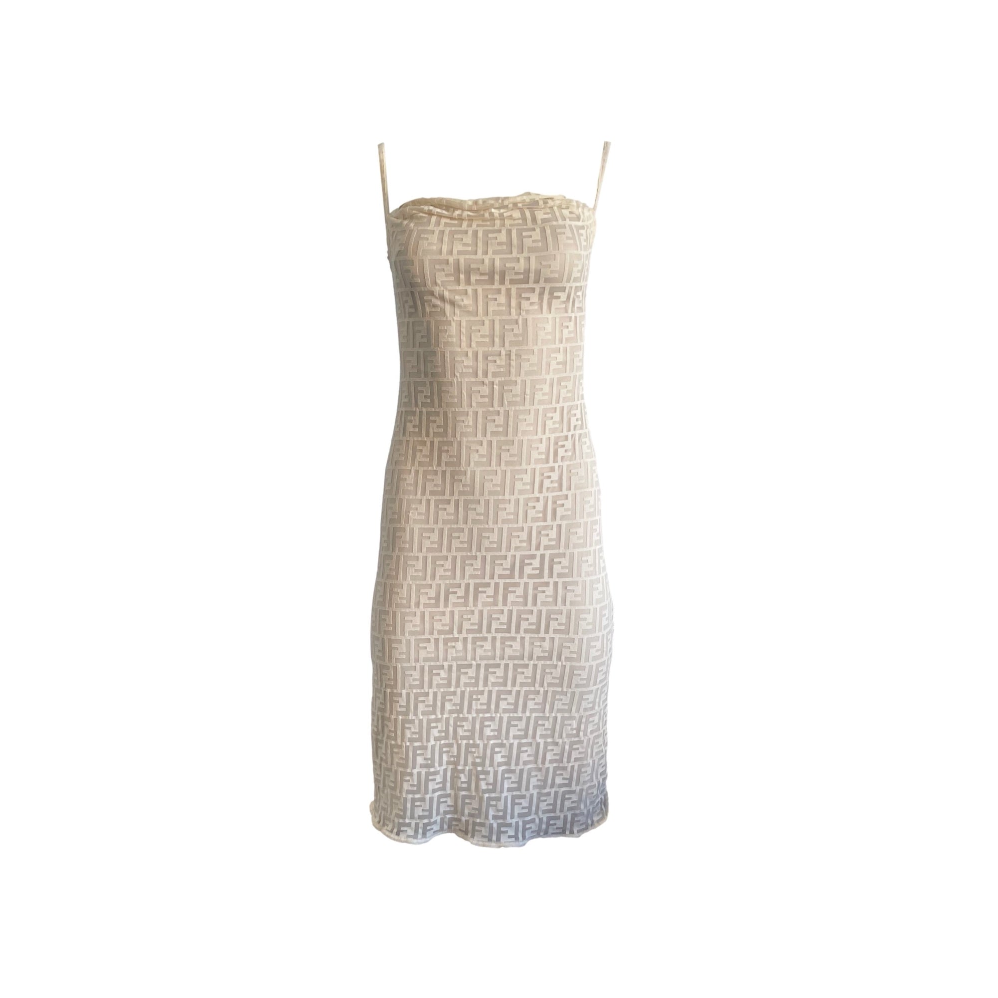 Fendi Cream Monogram Sheer Dress - Apparel