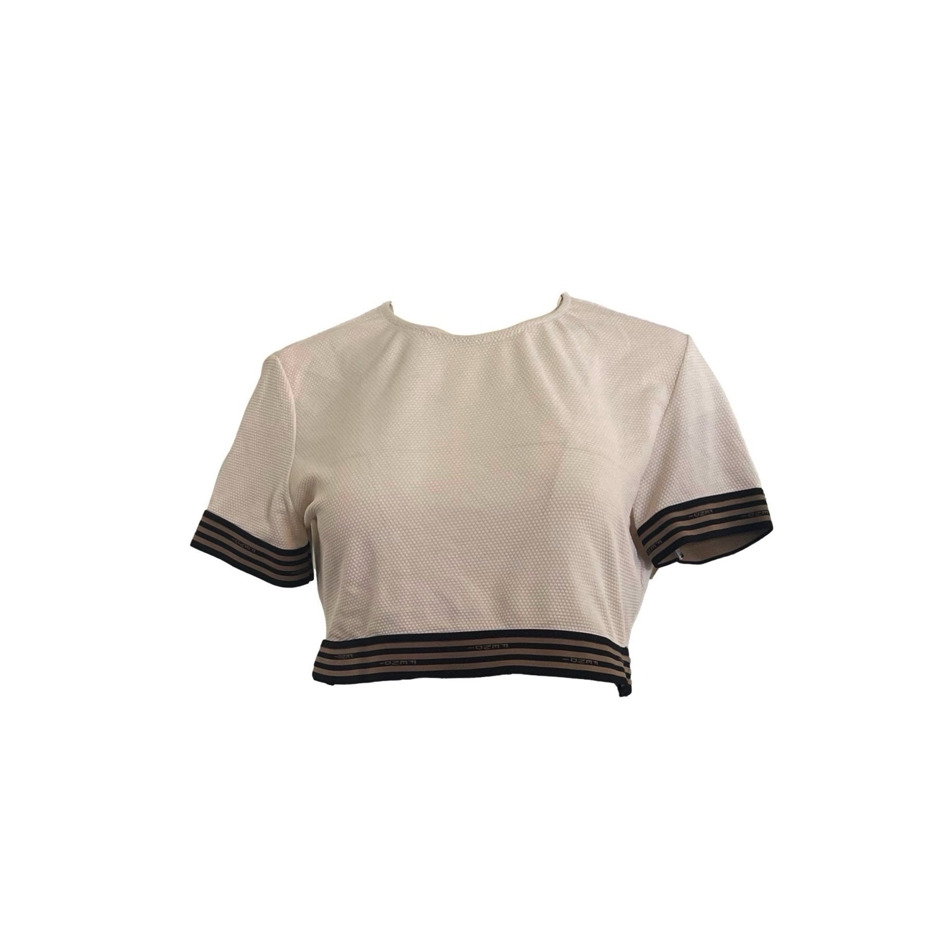 Fendi Cream Stripe Stretch Crop Top - Apparel