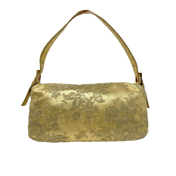 Fendi Gold Lace Baguette Bag - Handbags