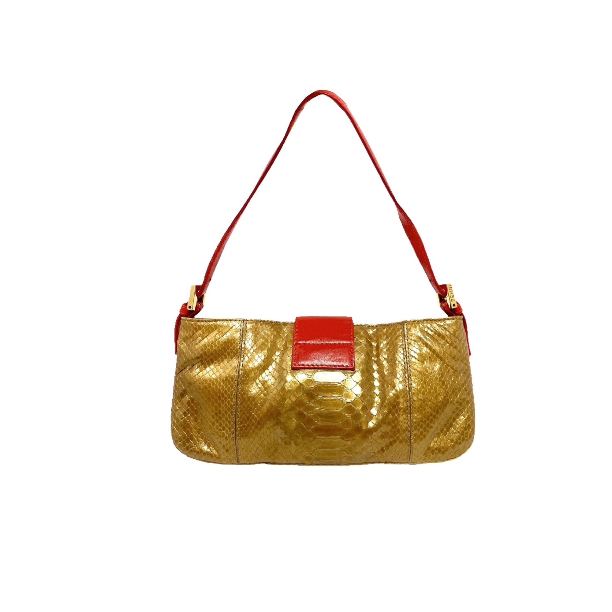 Fendi Gold Snakeskin Shoulder Bag - Handbags