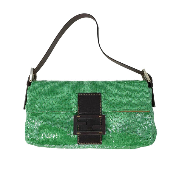 Fendi Green Beaded Baguette Bag - Handbags