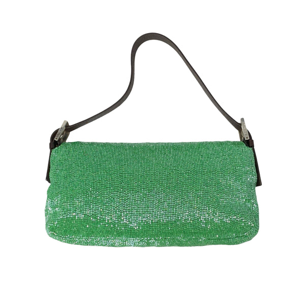 Fendi Green Beaded Baguette Bag - Handbags