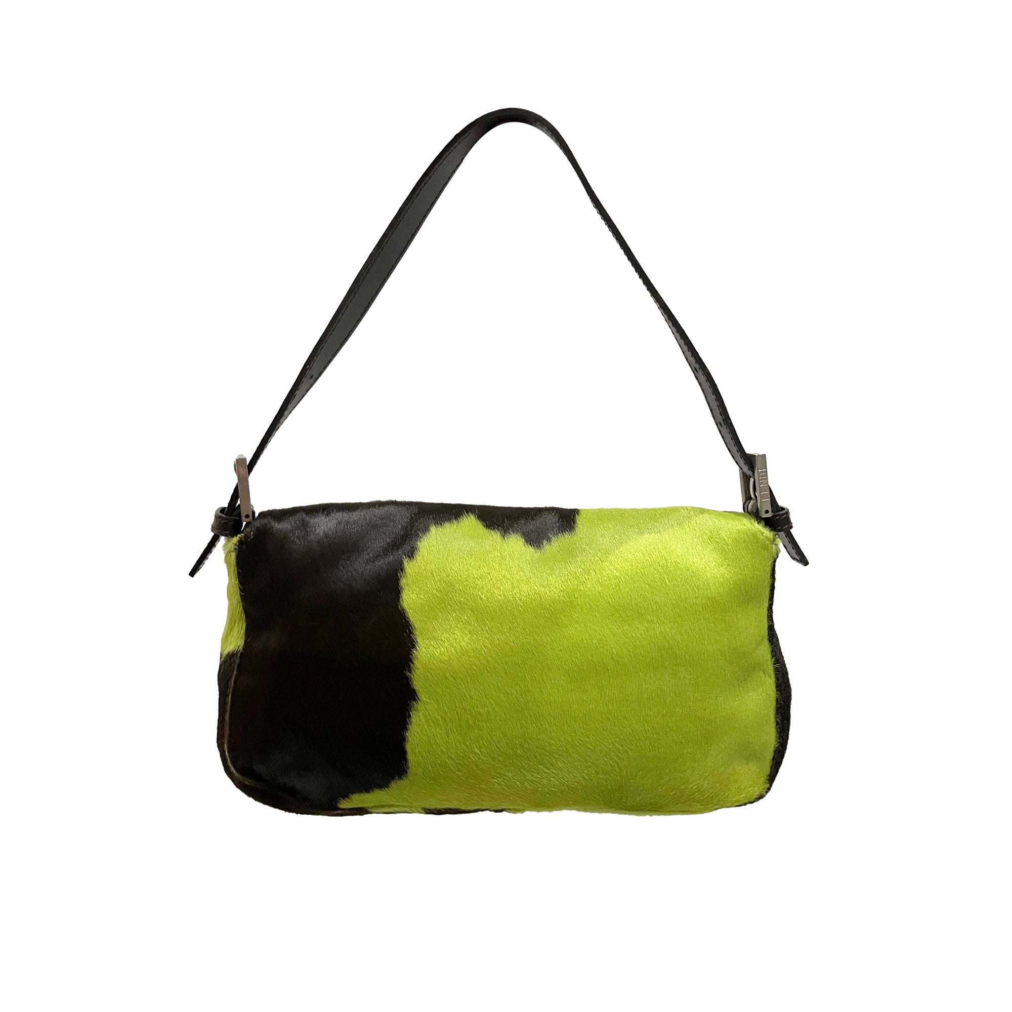 Fendi Green Cow Print Baguette - Handbags