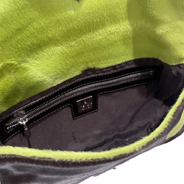Fendi Green Cow Print Baguette - Handbags