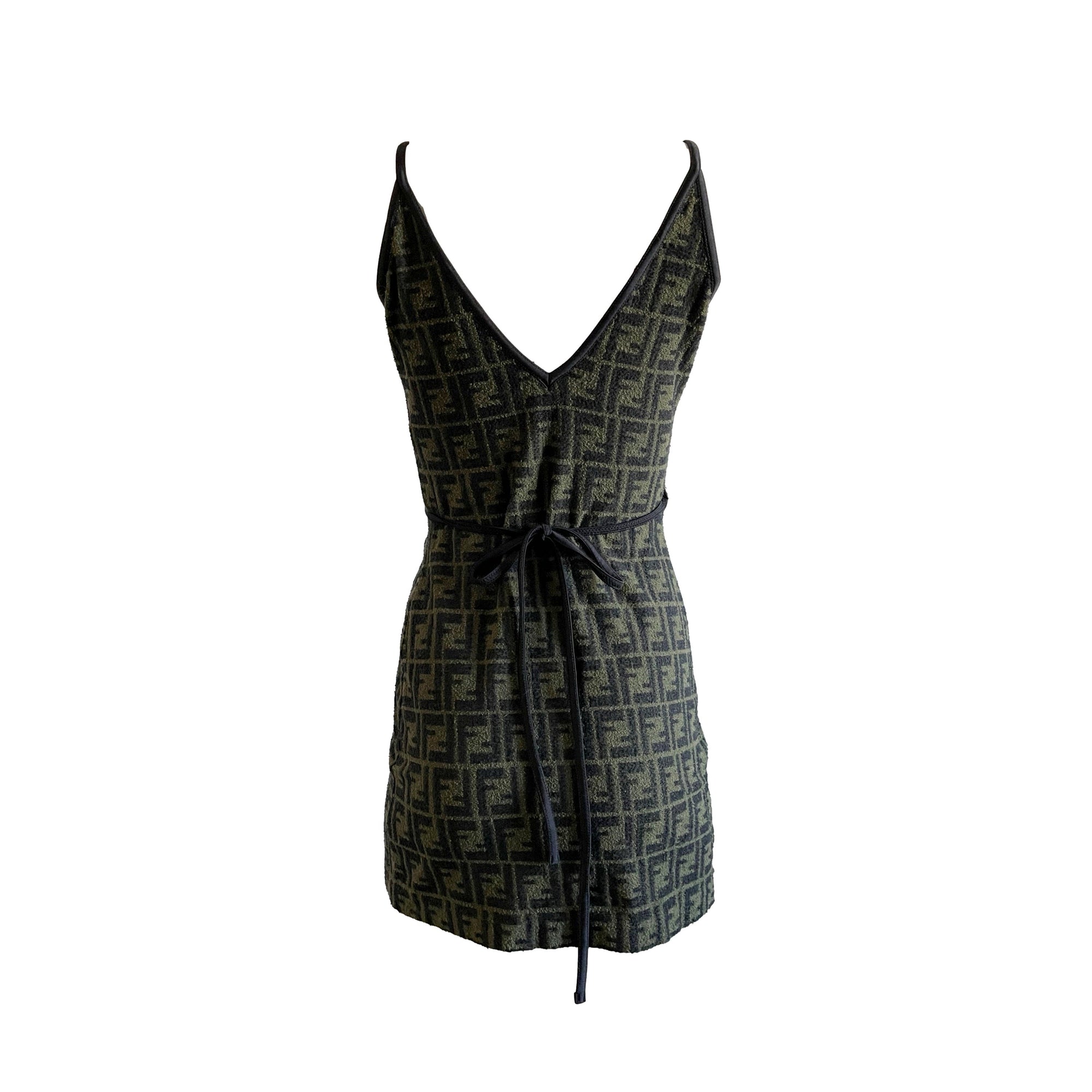 Fendi Green Monogram Terrycloth Wrap Dress - Apparel