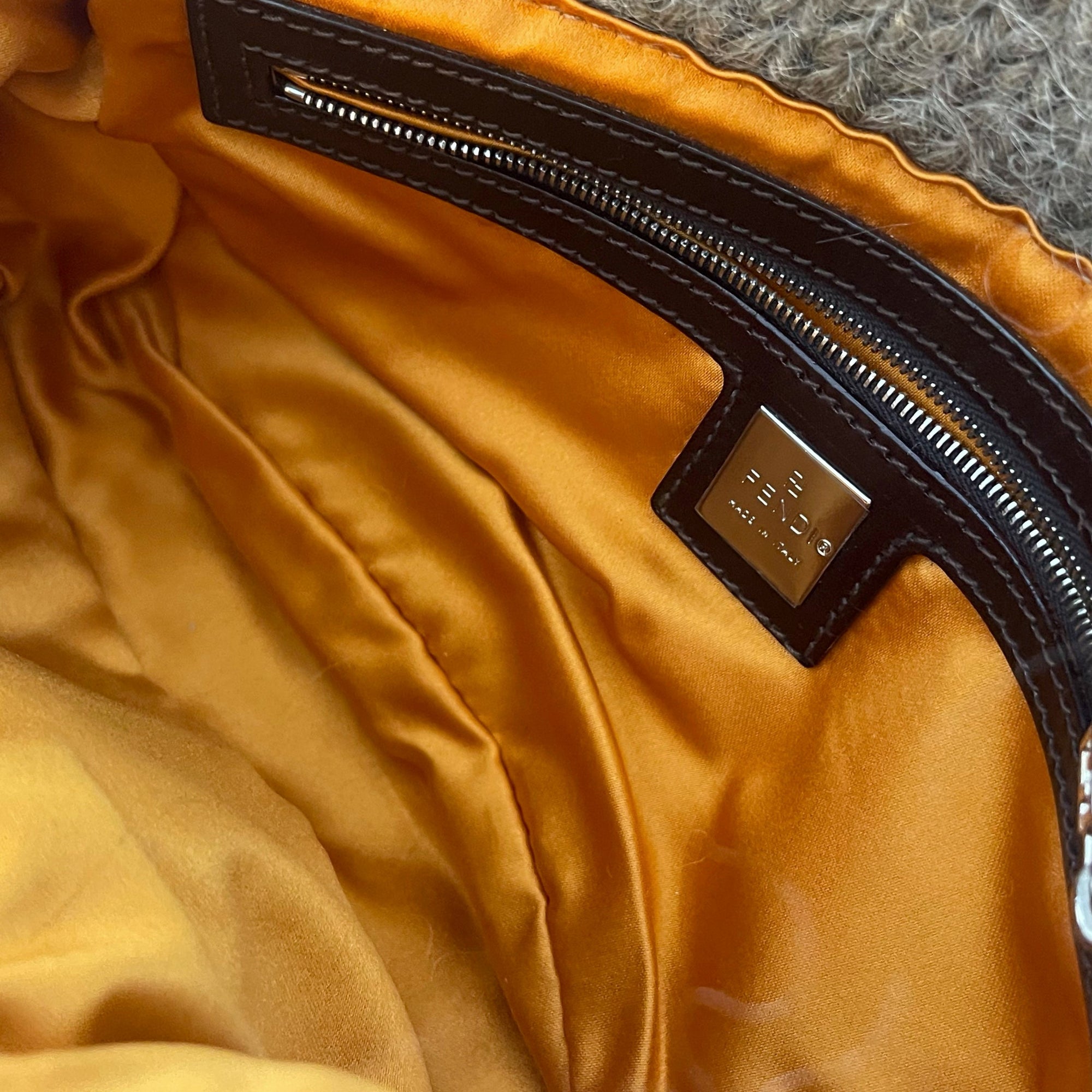 Fendi Grey Floral Wool Baguette - Handbags