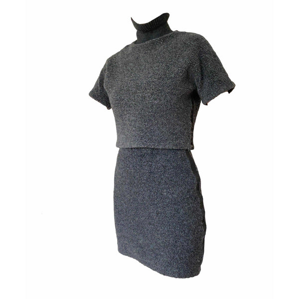 Fendi Grey Fuzzy Logo Skirt Set - Apparel