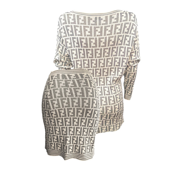 Fendi Grey Logo Skirt Set - Apparel