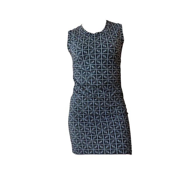 Fendi Grey Logo Stretch Dress - Apparel