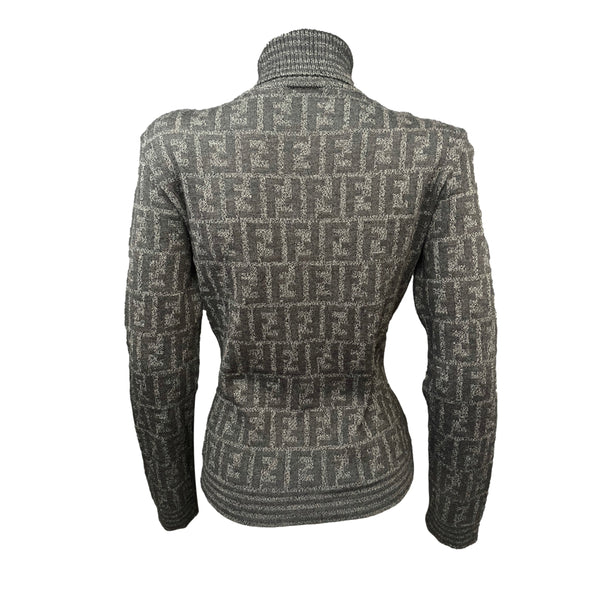 Fendi Grey Logo Turtleneck Sweater - Apparel