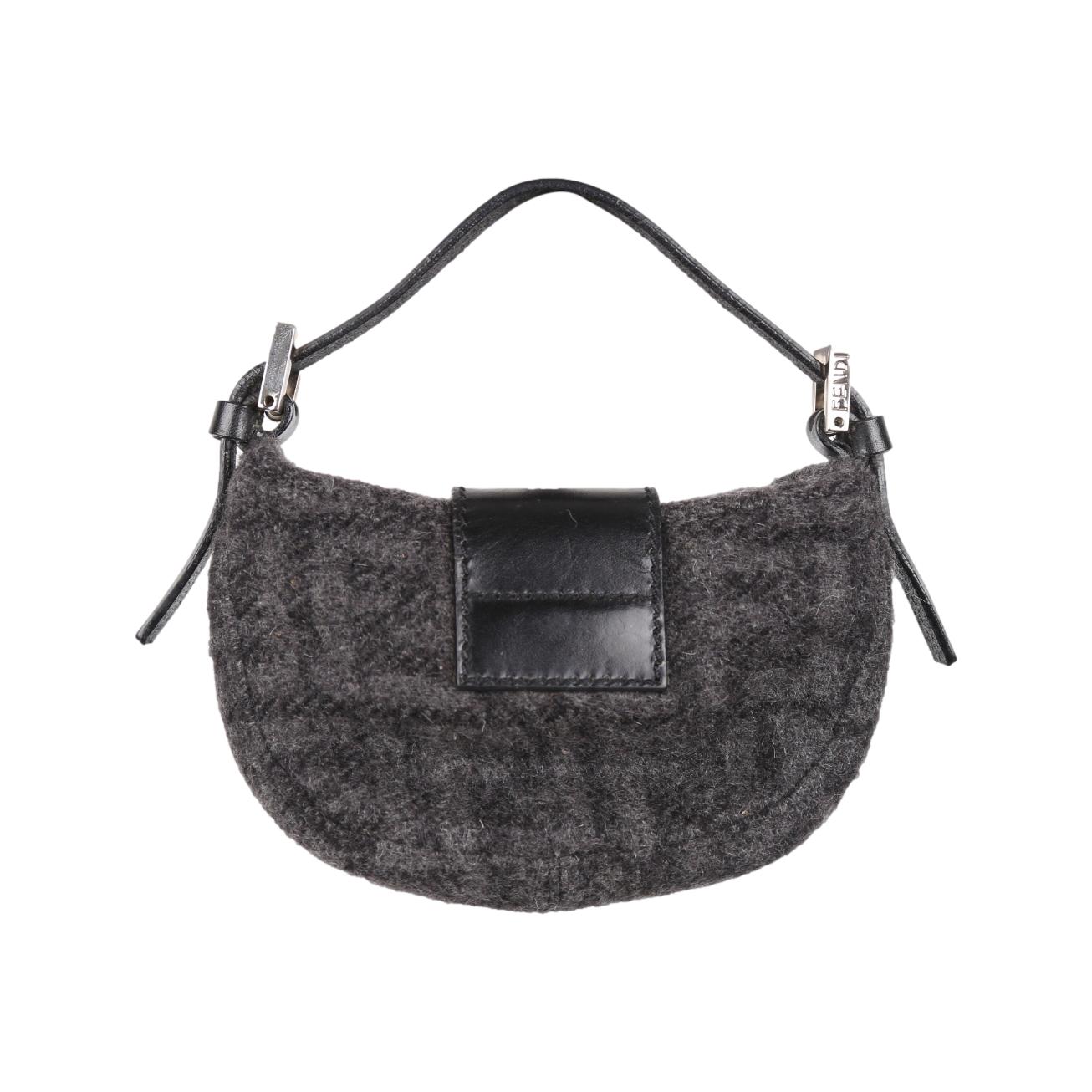 Fendi Grey Wool Croissant - Handbags